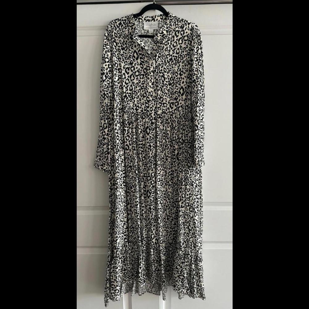 Mare Mare x Anthropologie Lynda Leopard Print Black & White Maxi Dress